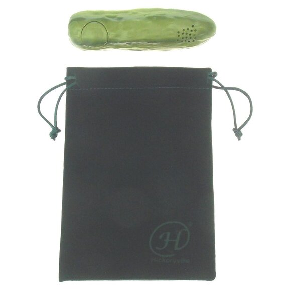 Yodeling Pickle Green Velour Drawstring Bag Sound Toy Gag Gift Kids Adults Music - Picture 1 of 5